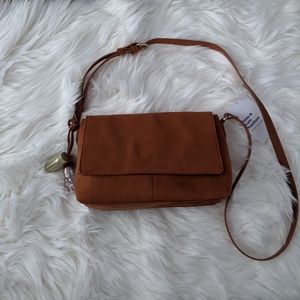 New old navy cognac crossbody bag with tassels